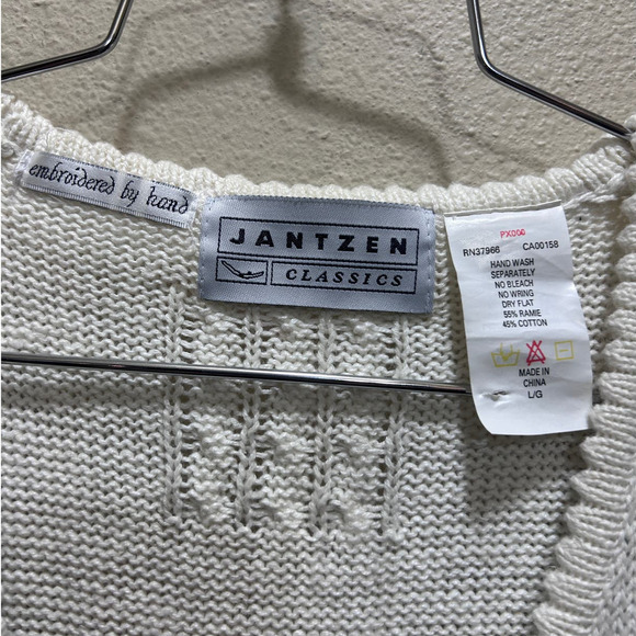 JANTZEN CLASSICS Embroidered By Hand Vest L Cream Button Front Prairie Cottage - Picture 4 of 6
